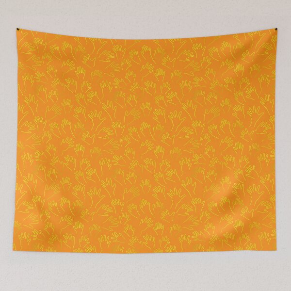 Artikelvorschau, Cave Hands Tossed Gold on Orange 5748 entworfen und verkauft von Art in My Loft.