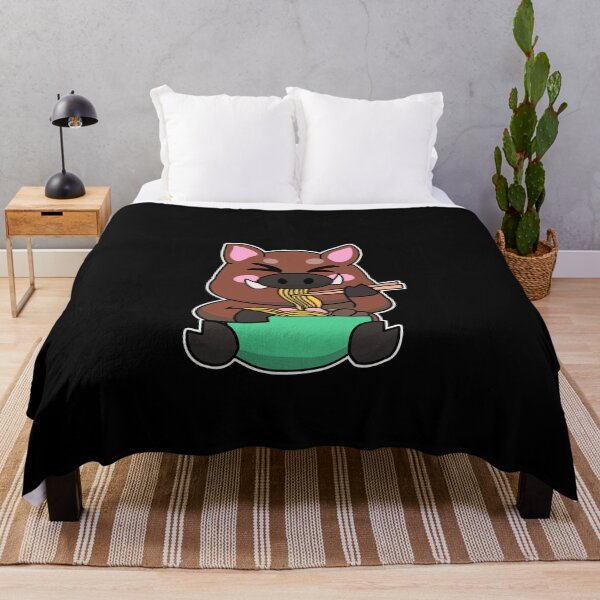 Item preview, Anime Kawaii Ramen Eating Wild Boar Japanese Noodles designed and sold by Mesyo.