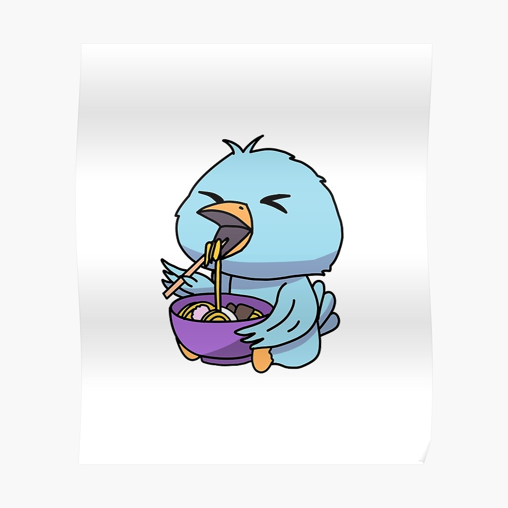Anime Kawaii Ramen Eating Blue Bird Japanese Noodles Anime Kawaii Ramen Eating Blue Bird Japanese Noodles