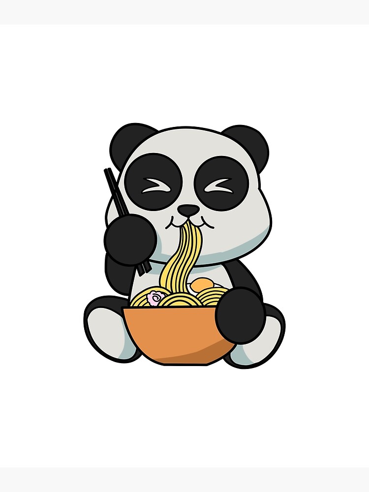 Póster Anime Kawaii Ramen Comiendo Fideos Japoneses Oso Panda De