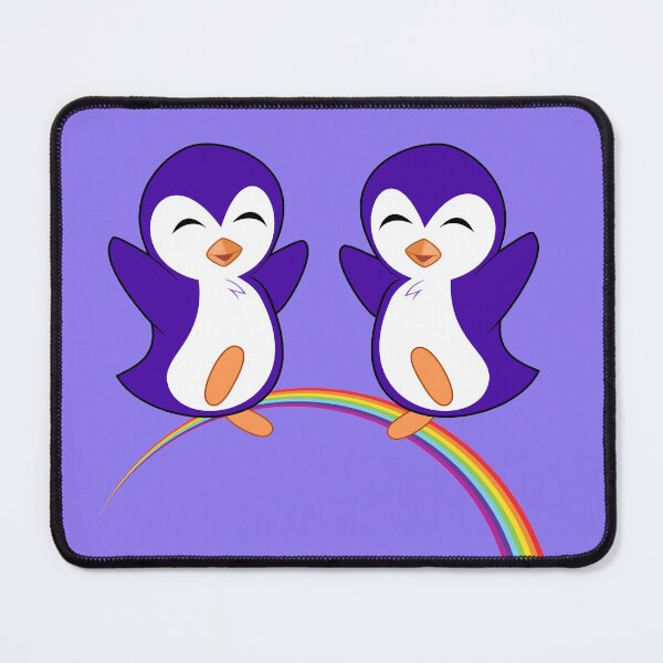 Item preview, Cute Purple Penguins on a Happy Rainbow designed and sold by Epic Love Designs.
