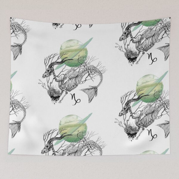 Item preview, Capricorn Zodiac Sign with Seagoat Skeleton and Saturn  designed and sold by ckparkerart.