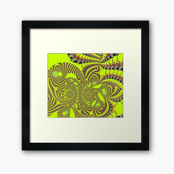 'Rosellar (Neon)'-V.3 Psychedelic/ Wave Fractal pattern Digital Painting by The Raumier Framed Art Print