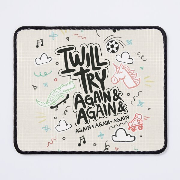 Item preview, I will try again & again lettering design designed and sold by tessakatecreate.