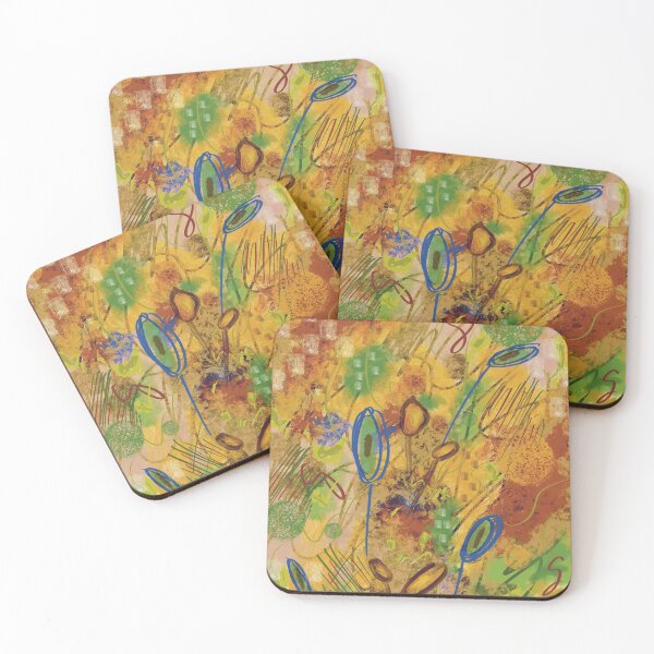 Item preview, Colorful abstract spring flower explosion in yellow, blue, purple, green, magenta designed and sold by Jane Domenech.
