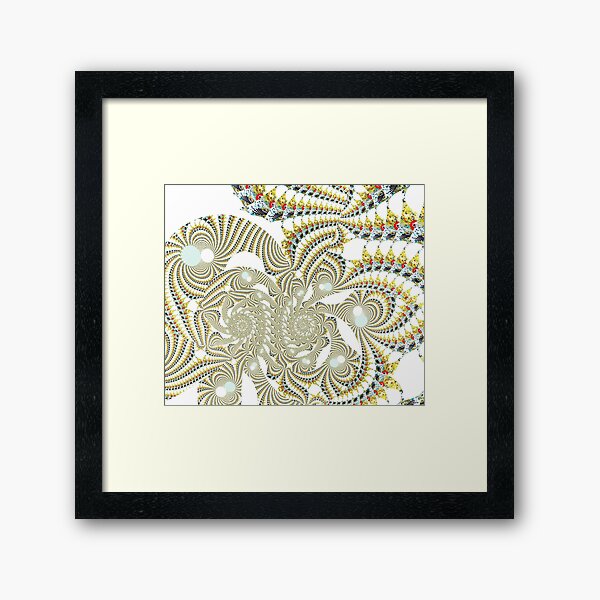 'Rosella (off White)'- V.4 Psychedelic/ fractal wave tapestry pattern / Digital Painting by The Raumier Framed Art Print