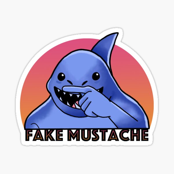 "King Shark "Fake Mustache"" Sticker for Sale by CreamCandyDandy