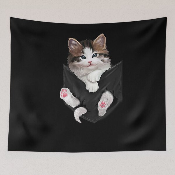 Item preview, Cute White Cat In Pocket designed and sold by ClareMadelane.