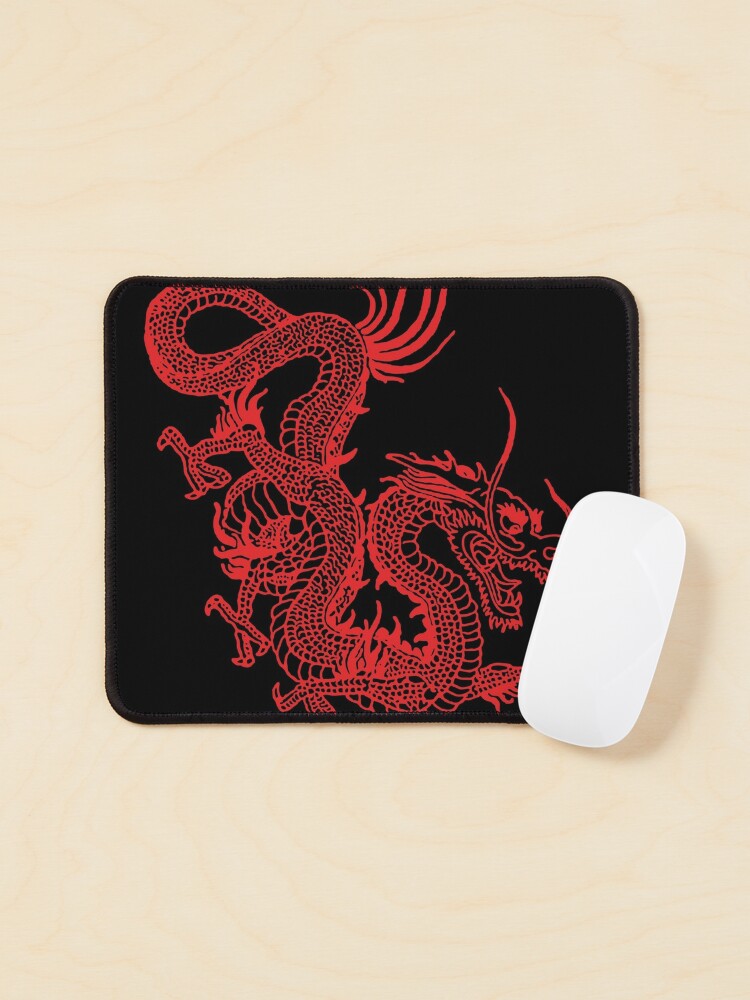 Pad & Coaster Red Chinese Dragons Mouse Mat 