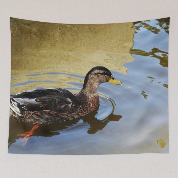 Item preview, Duck swimming in a golden lake designed and sold by Anna Lemos.