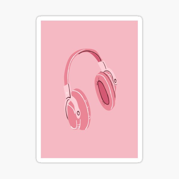 Pretty Pink Headphones with Daisies Sticker for Sale by tiggo