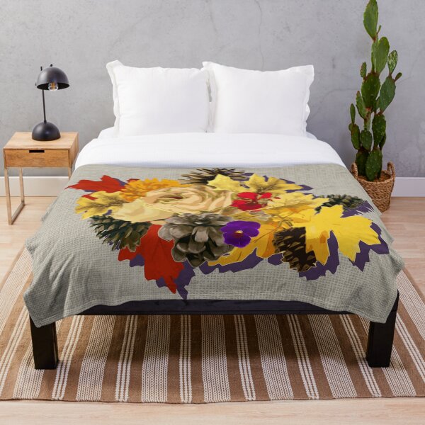 Aperçu de l'œuvre Automne Floral sur toile de jute sans effet créée et vendue par Eejee-SK.