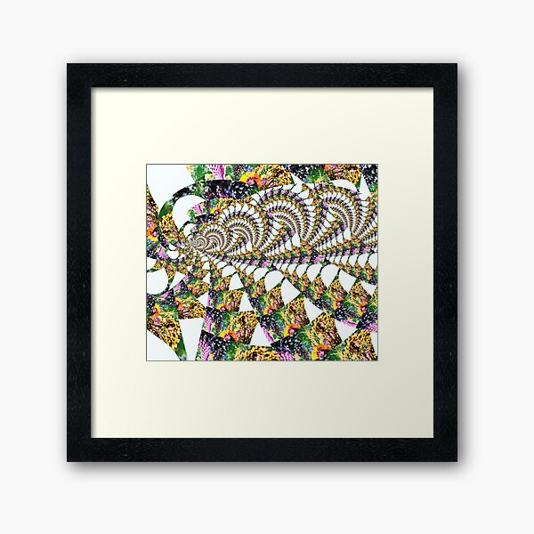 'Cellia'-V.1 Psychedelic/ Animalia fractal wave pattern digital painting by The Raumier  Framed Art Print