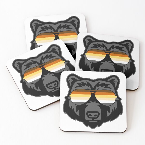 Item preview, Gay Bear wearing Bear Pride Flag Sunglasses designed and sold by Thelittlelord.