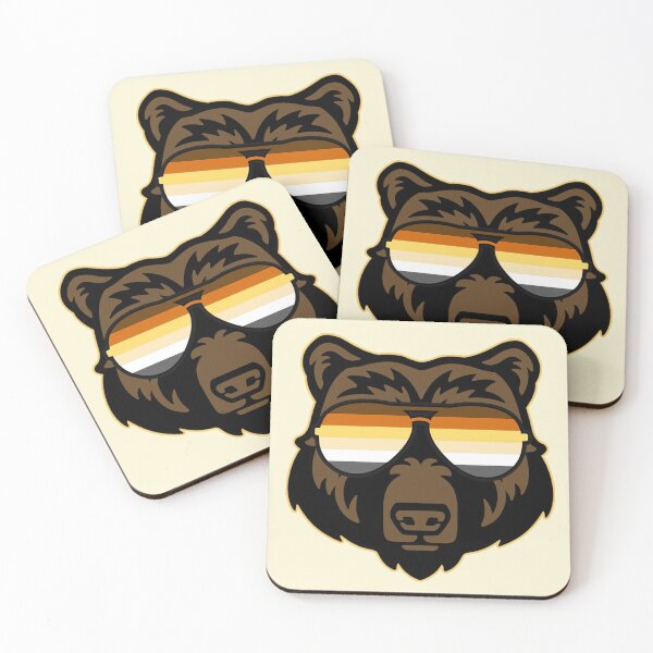Item preview, Gay Bear wearing Bear Pride Flag Sunglasses designed and sold by Thelittlelord.