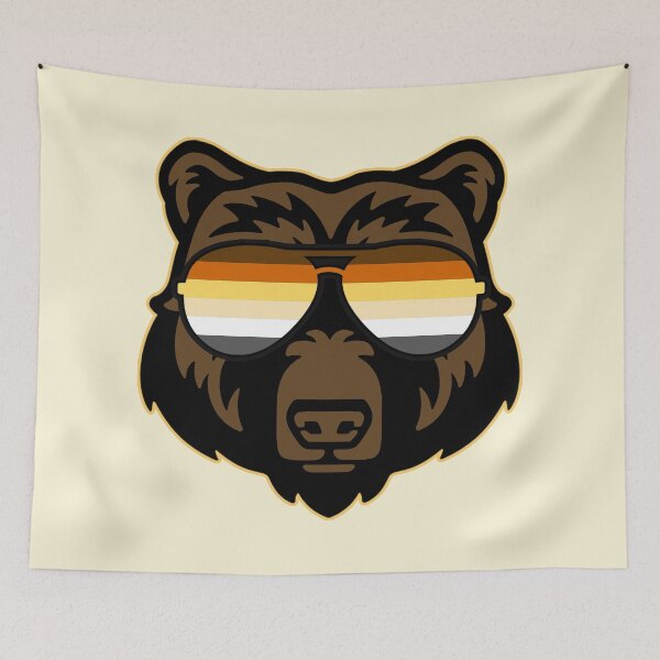 Item preview, Gay Bear wearing Bear Pride Flag Sunglasses designed and sold by Thelittlelord.