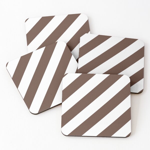Item preview, Medium Brown and White Diagonal Stripe Pattern Pantone 2022 Trending Summer Color - Hue - Shade - Colour Downtown Brown 19-1223 designed and sold by ColorOfTheYears.