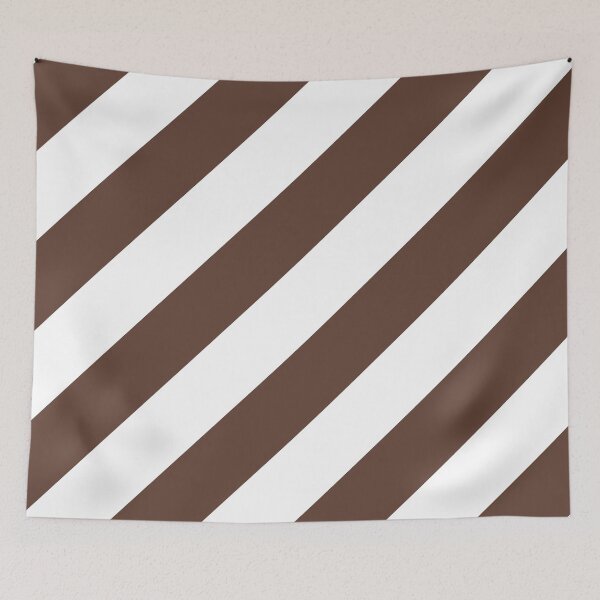 Item preview, Medium Brown and White Diagonal Stripe Pattern Pantone 2022 Trending Summer Color - Hue - Shade - Colour Downtown Brown 19-1223 designed and sold by ColorOfTheYears.