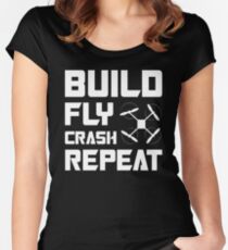 BUILD FLY CRASH REPEAT - QUADCOPTER T-SHIRT Women's Fitted Scoop T-Shirt