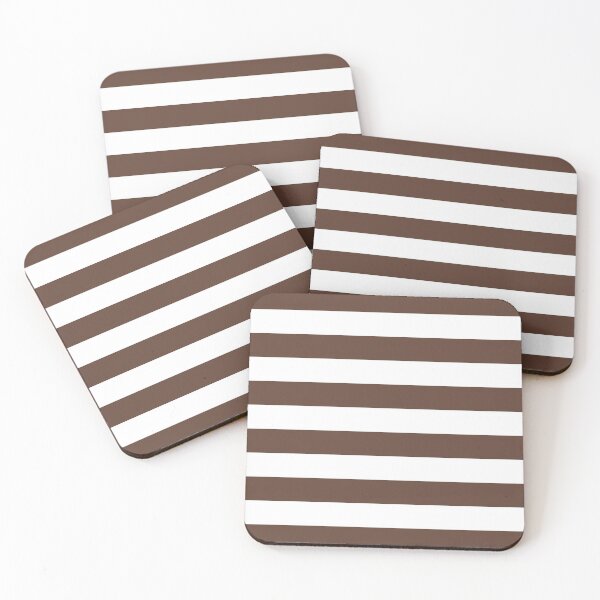 Item preview, Medium Brown and White Horizontal Stripe Pattern Pantone 2022 Trending Summer Color - Hue - Shade - Colour Downtown Brown 19-1223 designed and sold by ColorOfTheYears.
