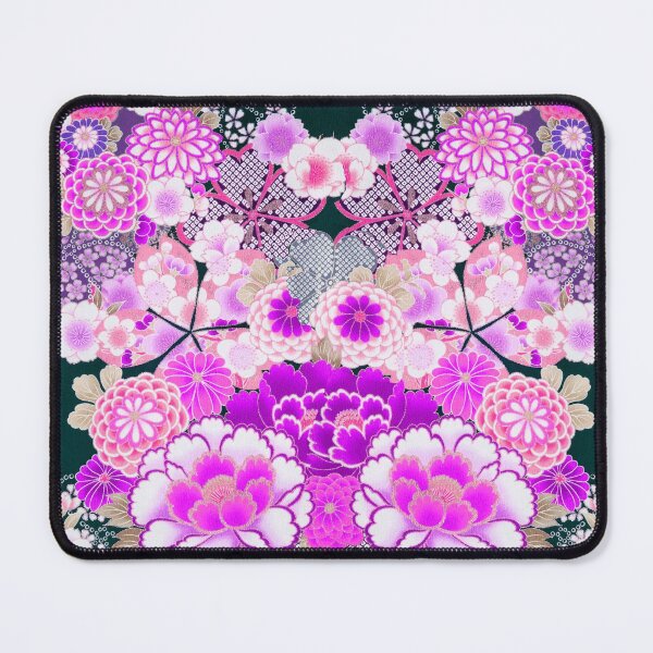 Item preview, ANTIQUE JAPANESE FLOWERS Pink Purple White Wild Roses Kimono Style Floral designed and sold by BulganLumini.