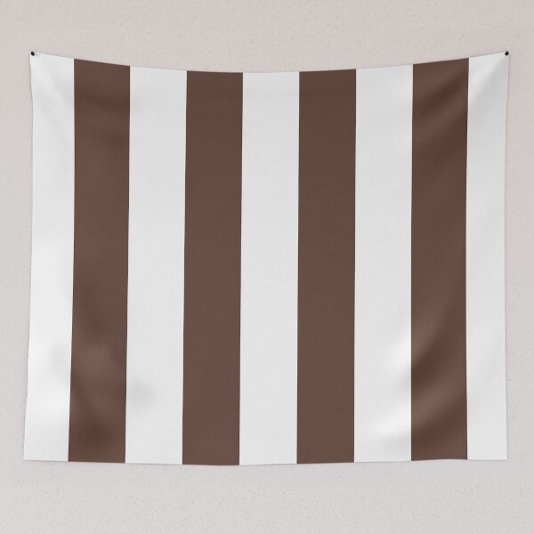 Item preview, Medium Brown and White Vertical Stripe Pattern Pantone 2022 Trending Summer Color - Hue - Shade - Colour Downtown Brown 19-1223 designed and sold by ColorOfTheYears.