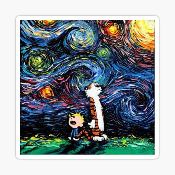 calvin hobbes starry night Sticker