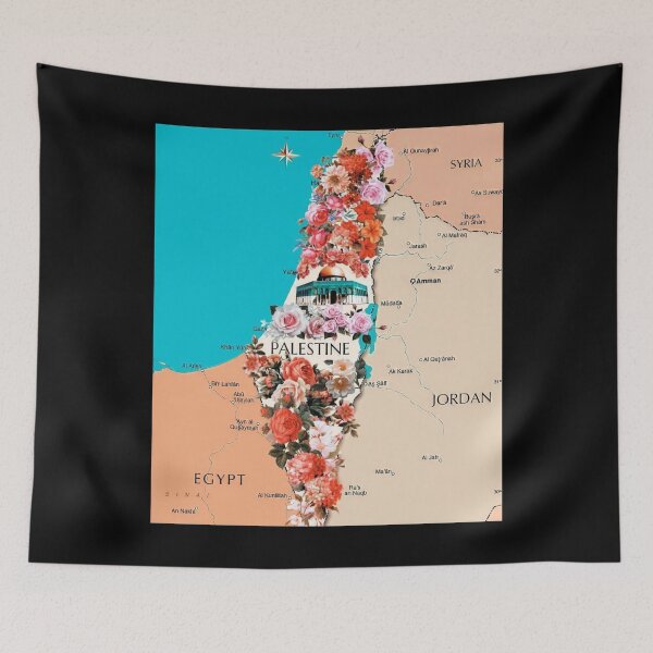 Item preview, Floral Roses Palestine Map Proud Palestinian Map Cities Al Quds Large City In Palestine County designed and sold by Dr.YesOrNo.