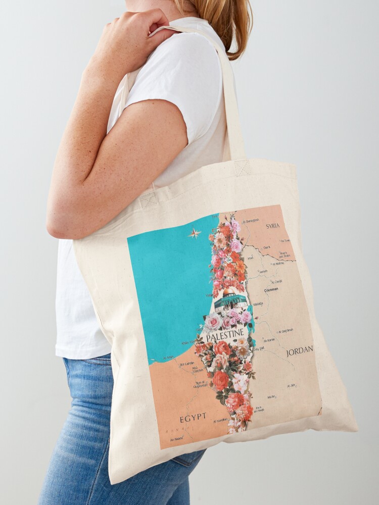 Blue Floral Canvas Tote Aesthetic Tote Bag Flower Tote -  Israel