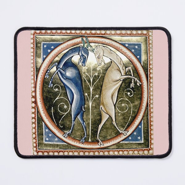 Item preview, COMBATTING WILD GOATS  HORNS INTERLOCKED Medieval Bestiary designed and sold by BulganLumini.