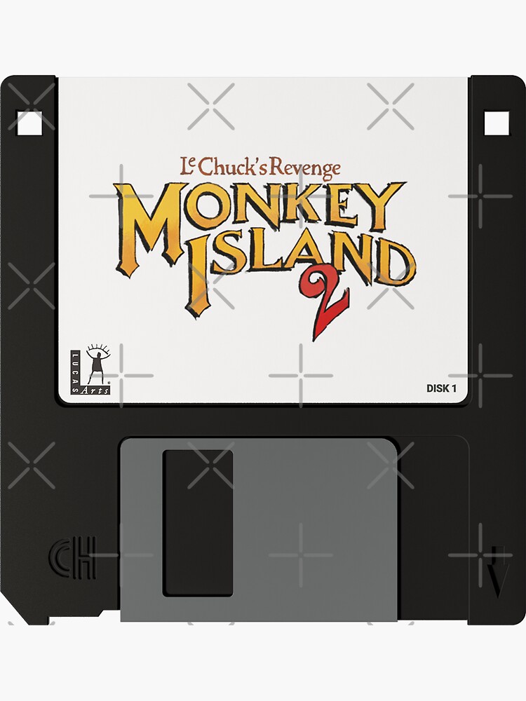 "Time for Revenge Monkey Island Nostalgic Floppy Disc Blue" Sticker