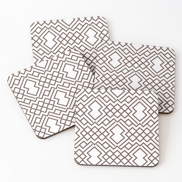 Item preview, Medium Brown and White Geometrical Shape Pattern Pantone 2022 Trending Summer Color - Hue - Shade - Colour Downtown Brown 19-1223 designed and sold by ColorOfTheYears.