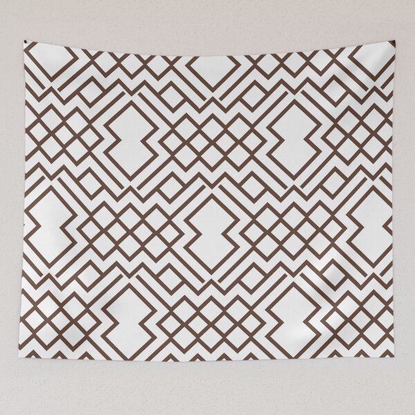 Item preview, Medium Brown and White Geometrical Shape Pattern Pantone 2022 Trending Summer Color - Hue - Shade - Colour Downtown Brown 19-1223 designed and sold by ColorOfTheYears.