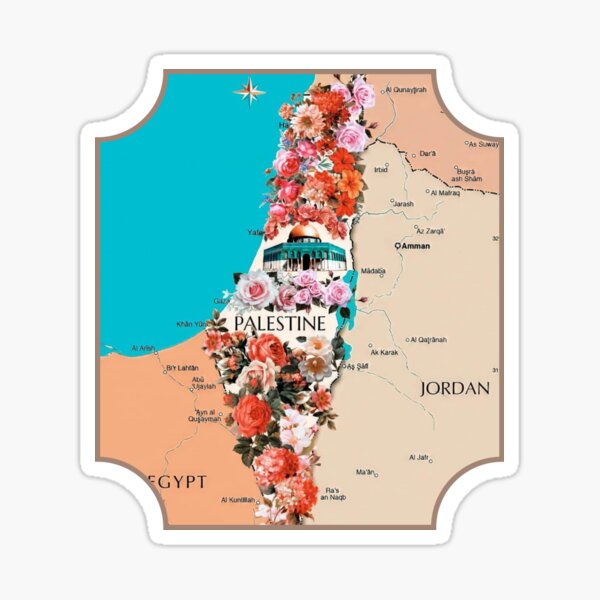 Palestine Floral Map Sticker