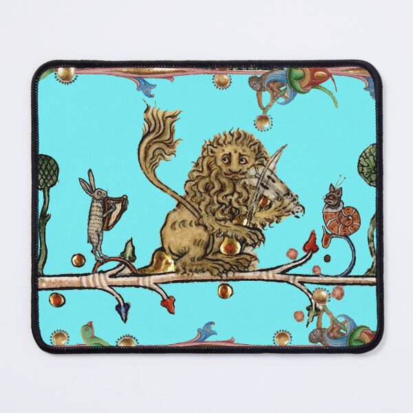 Item preview, WEIRD MEDIEVAL BESTIARY MAKING MUSIC Violinist Lion,Hare,Snail Cat in Blue by Bulgan Lumini designed and sold by BulganLumini.