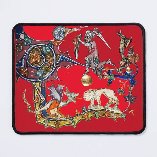 Item preview, WEIRD BESTIARY,MEDIEVAL KNIGHT FIGHTING SNAIL,DRAGON AND LION IN ROYAL RED by Bulgan Lumini designed and sold by BulganLumini.