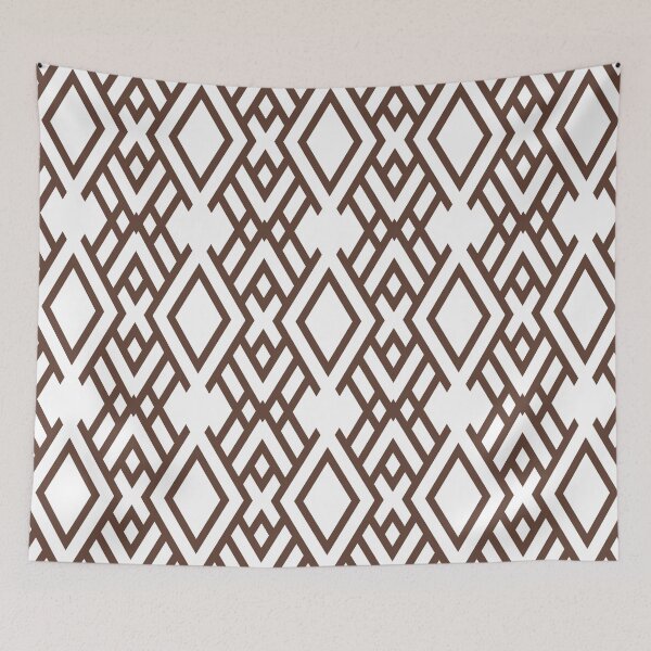 Item preview, Medium Brown and White Striped Art Deco Pattern Pantone 2022 Trending Summer Color - Hue - Shade - Colour Downtown Brown 19-1223 designed and sold by ColorOfTheYears.