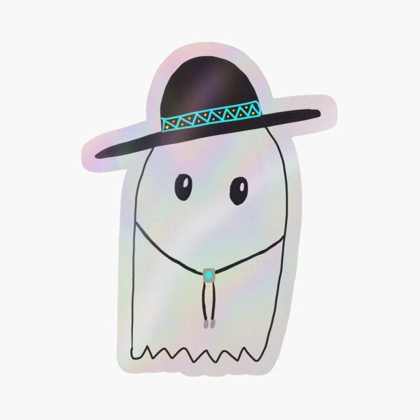 a ghost wearing a hat and bolo-tie Holographic Sticker