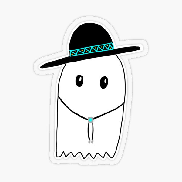 a ghost wearing a hat and bolo-tie Transparent Sticker