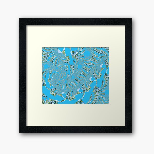 "Frenneti (Turquoise)" V.1- Psychedelic/ Organism fractal wave pattern digital painting by The Raumier  Framed Art Print