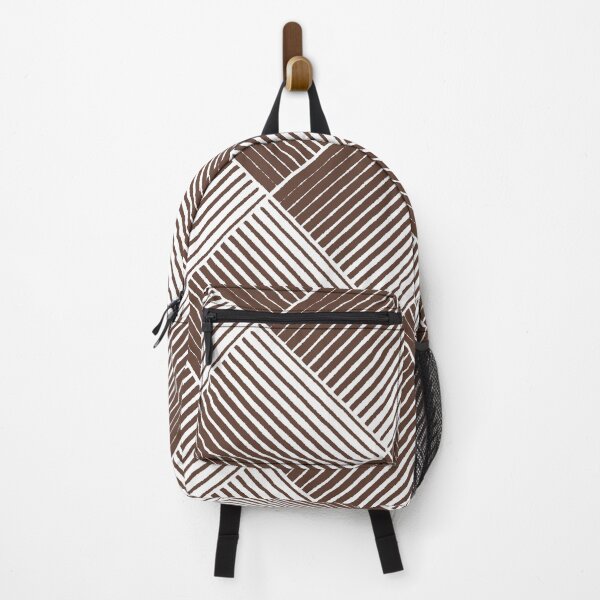 Item preview, Medium Brown and White Mosaic Stripe Pattern Pantone 2022 Trending Summer Color - Hue - Shade - Colour Downtown Brown 19-1223 designed and sold by ColorOfTheYears.