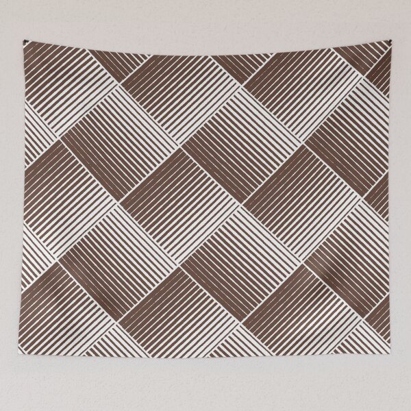 Item preview, Medium Brown and White Mosaic Stripe Pattern Pantone 2022 Trending Summer Color - Hue - Shade - Colour Downtown Brown 19-1223 designed and sold by ColorOfTheYears.