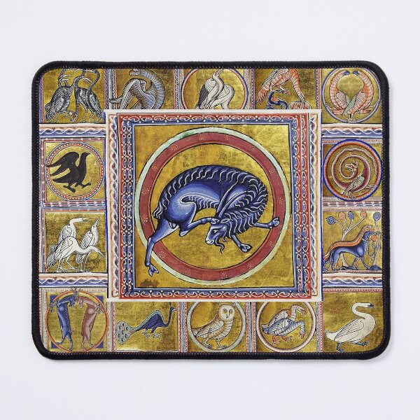 Item preview, MEDIEVAL BESTIARY,WILD GOAT, FANTASTIC ANIMALS IN GOLD RED BLUE COLORS designed and sold by BulganLumini.