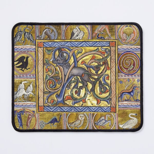 Item preview, MEDIEVAL BESTIARY,ANTELOP WITH HORNS, FANTASTIC ANIMALS IN GOLD RED BLUE COLORS designed and sold by BulganLumini.