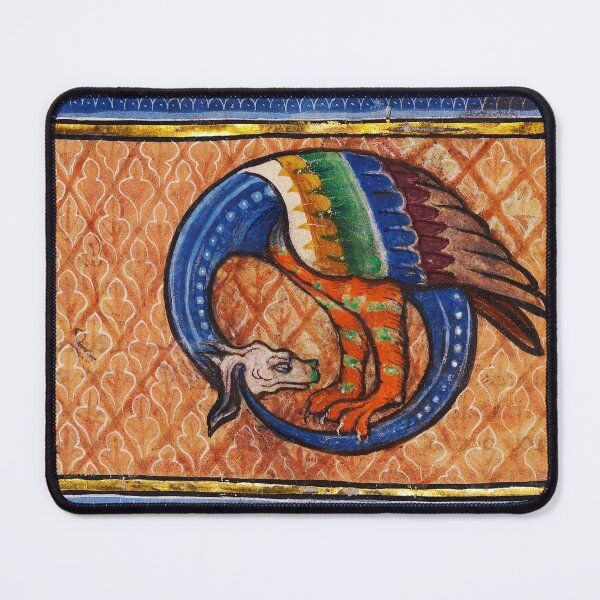 Item preview, MEDIEVAL BESTIARY, SNAKE DRAGON in Gold Blue Orange Colors designed and sold by BulganLumini.