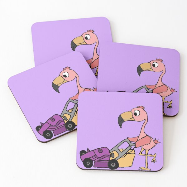 Item preview, Funny Pink Flamingo Pushing Lawn Mower designed and sold by Nature's Fancy.