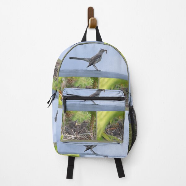 Item preview, Mockingbird with food for its babies collage designed and sold by Zina Stromberg.