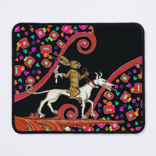 Item preview, WEIRD MEDIEVAL BESTIARY Rabbit Riding a White Dog as a Knight by Bulgan Lumini designed and sold by BulganLumini.