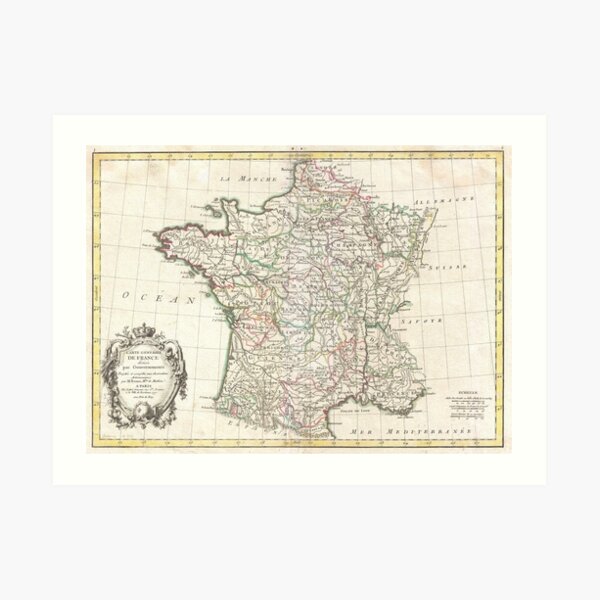 Vintage Map of France (1771) Art Print