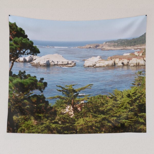 Item preview, Monterey Bay View, Bordered by Trees, With Rock Formations - Digital Oil Painting V2 designed and sold by FoxyParrot.